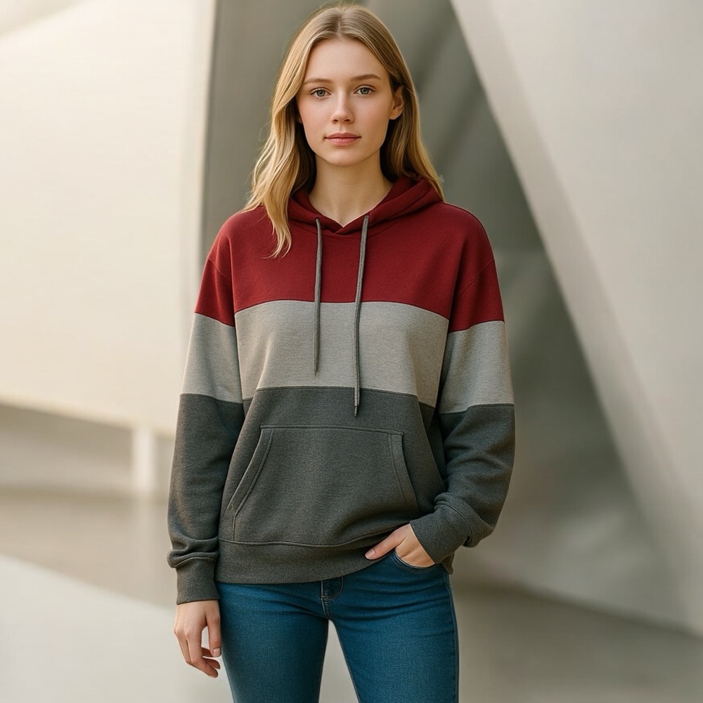 Berryou Hooded Color Block Sweatshirt